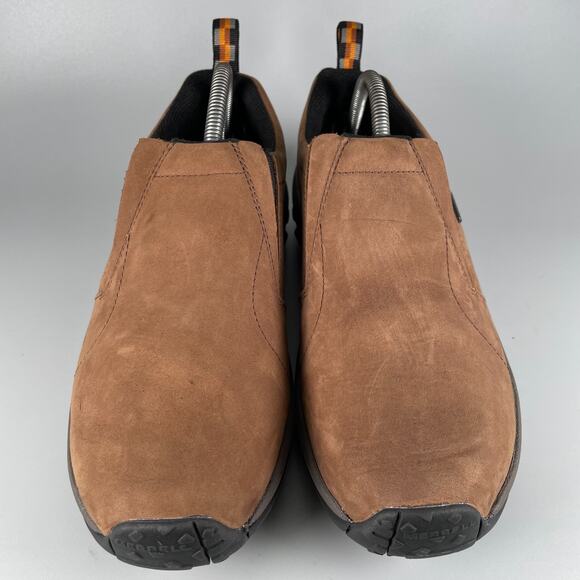 Merrell Jungle Moc Men's 9.5 Brown Nubuck Slip On Loafer Casual Shoes Waterproof - Picture 2 of 9